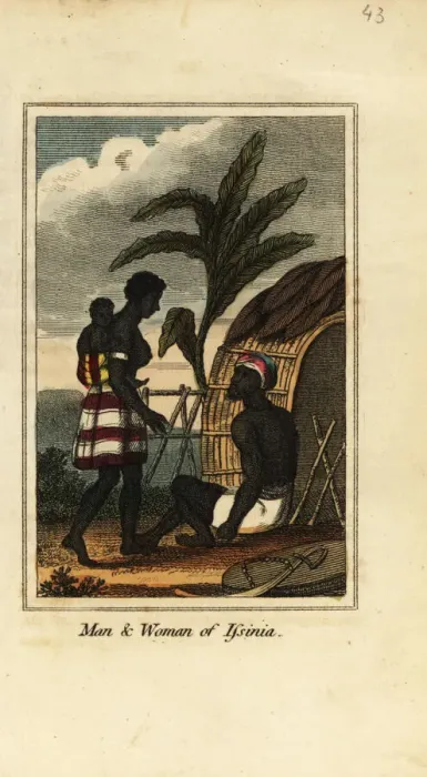 Framed Print : Man and woman of Issinia, Guinea, West Africa, 1818