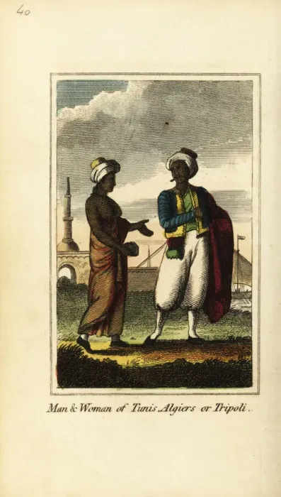 Framed Print : Man and woman of Tunis, Algiers or Tripoli, 1818 Framed Print : Man and woman of Tunis, Algiers or Tripoli, 1818