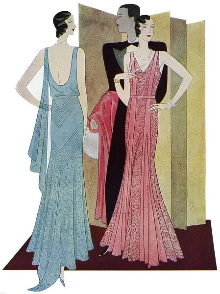 A man and two women. Art deco