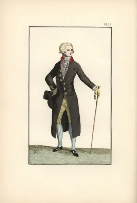 Framed Print : Man in wool redingote in the colour of London-chimney Framed Print : Man in wool redingote in the colour of London-chimney
