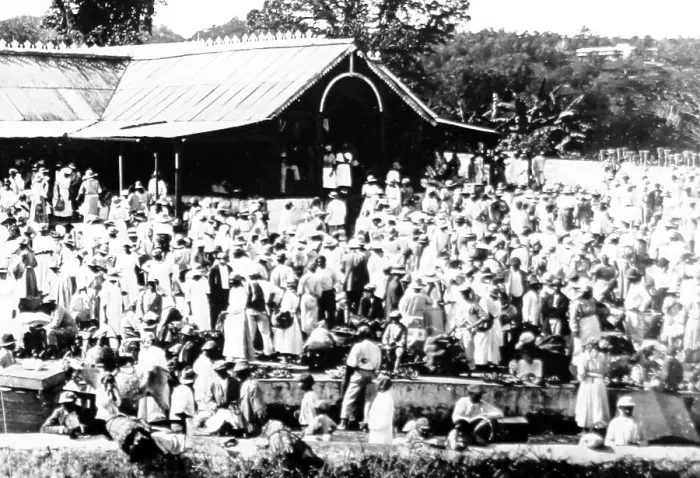 Framed Print : Mandeville Market, Manchester, Jamaica early 1900s Framed Print : Mandeville Market, Manchester, Jamaica early 1900s