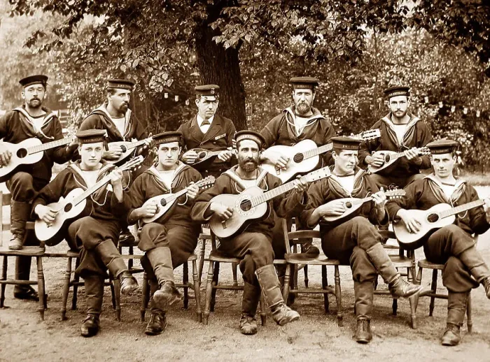 Framed Print : Mandoline band, Royal Naval Exhibition of 1891 in London Framed Print : Mandoline band, Royal Naval Exhibition of 1891 in London