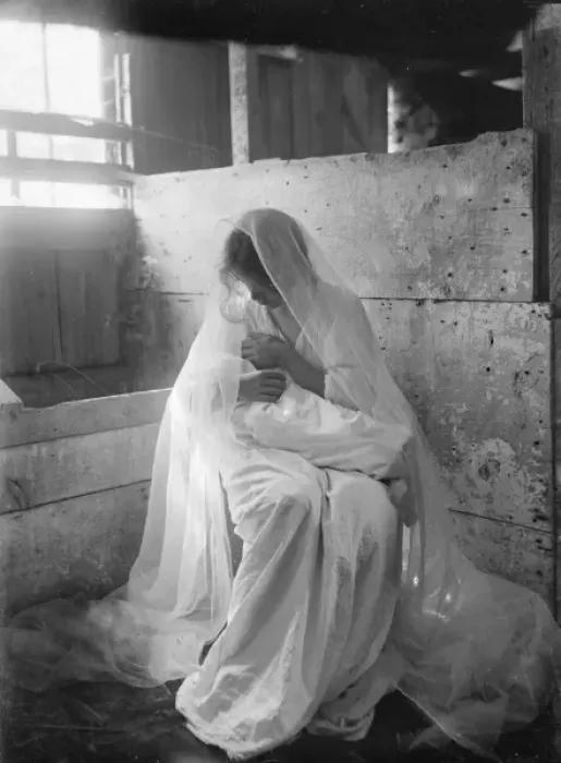 Framed Print : The Manger, an experimental negative to show values of white Framed Print : The Manger, an experimental negative to show values of white