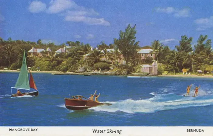 Framed Print : Mangrove Bay, Bermuda - Water-skiing Framed Print : Mangrove Bay, Bermuda - Water-skiing