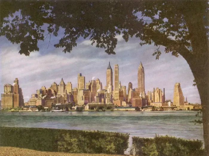 Framed Print : Manhattan Skyline Date: 1947 Framed Print : Manhattan Skyline Date: 1947