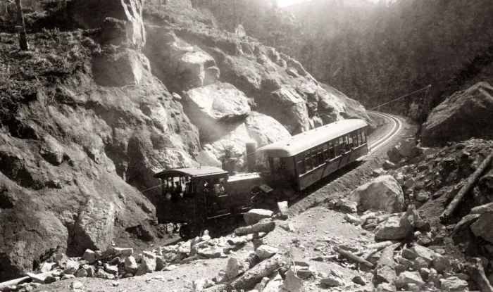 Framed Print : Manitou and Pikes Peak Railroad, Colorado, USA c. 1890 Framed Print : Manitou and Pikes Peak Railroad, Colorado, USA c. 1890