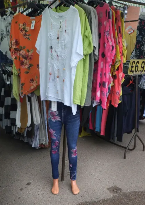 Framed Print : A mannequin with blue jeans on a clothes stall, Ludlow Framed Print : A mannequin with blue jeans on a clothes stall, Ludlow