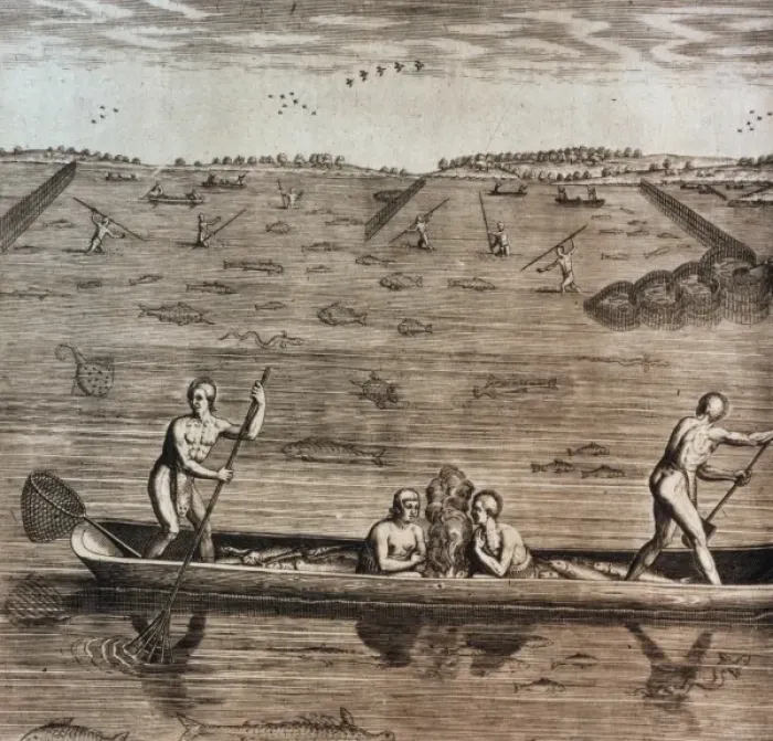 Framed Print : Their manner of fishing in Virginia Framed Print : Their manner of fishing in Virginia