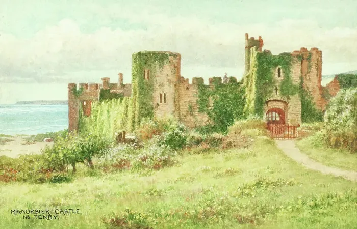 Framed Print : Manorbier Castle, near Tenby, Pembrokeshire, South Wales Framed Print : Manorbier Castle, near Tenby, Pembrokeshire, South Wales