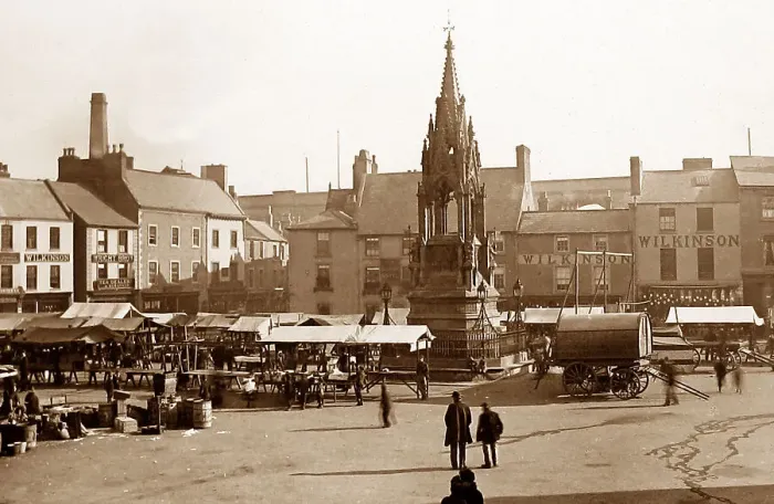 Framed Print : Mansfield Market Place Victorian period Framed Print : Mansfield Market Place Victorian period