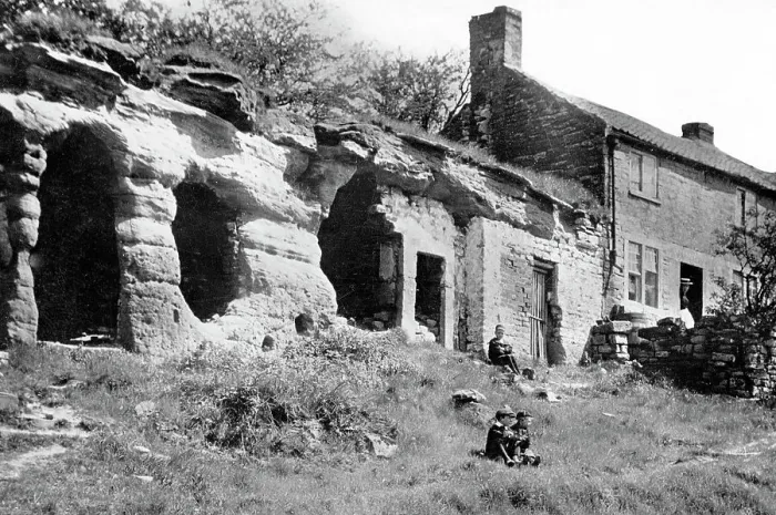 Framed Print : Mansfield Rock Houses early 1900s Framed Print : Mansfield Rock Houses early 1900s