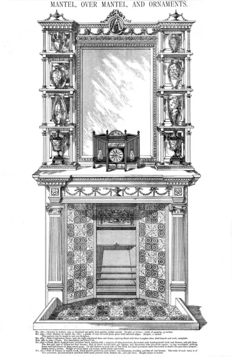 Framed Print : Mantel, Over Mantel and Ornaments, Plate 196 Framed Print : Mantel, Over Mantel and Ornaments, Plate 196
