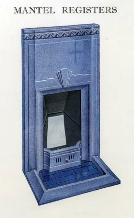 Framed Print : Mantel Register - Blue Design Framed Print : Mantel Register - Blue Design