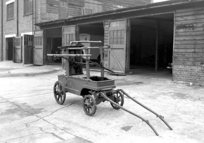 Framed Print : Manually pulled and operated Insurance Company engine Framed Print : Manually pulled and operated Insurance Company engine
