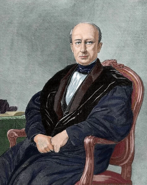 Manuel Cortina (1802-1879). Engraving. Colored