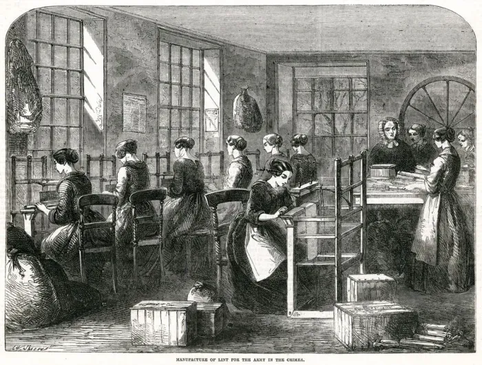 Framed Print : Manufacture of lint for the army in Crimea 1855 Framed Print : Manufacture of lint for the army in Crimea 1855