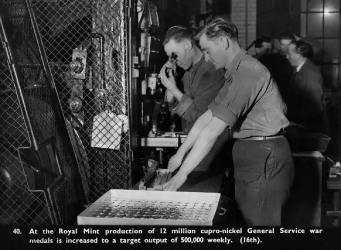 Framed Print : Manufacture of war medals, Royal Mint Framed Print : Manufacture of war medals, Royal Mint