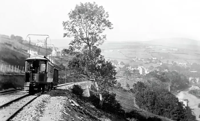 Framed Print : Manx Electric Railway near Laxey, Isle of Man, early 1900s Framed Print : Manx Electric Railway near Laxey, Isle of Man, early 1900s