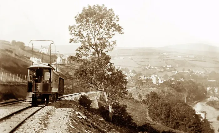 Framed Print : Manx Electric Railway near Laxey, Isle of Man, early 1900s Framed Print : Manx Electric Railway near Laxey, Isle of Man, early 1900s