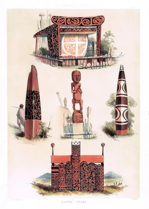 Framed Print : Five Maori Tombs - New Zealand