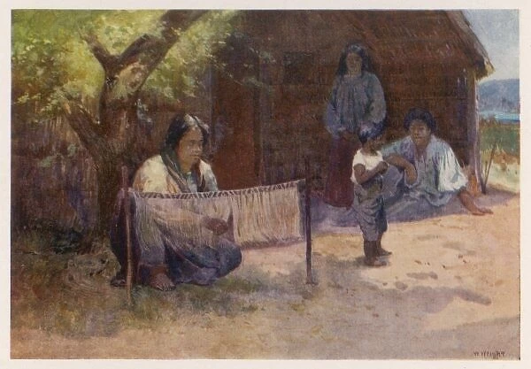 Maori Woman Weaving