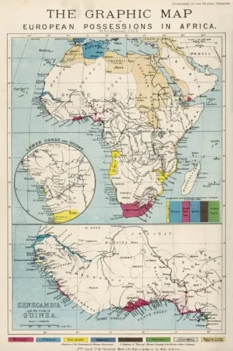 Framed Print : Map / Africa 1884 Graphic Framed Print : Map / Africa 1884 Graphic