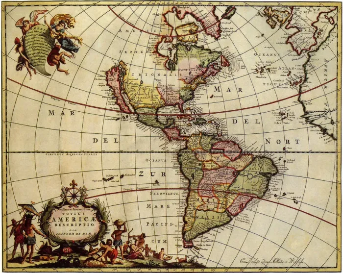 Framed Print : Map of the Americas 1685 Date: 1685 Framed Print : Map of the Americas 1685 Date: 1685
