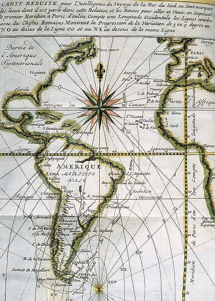 Map of the Atlantic Ocean. 18th century