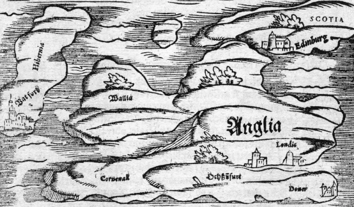 Framed Print : A map of Britain, mid 16th century Framed Print : A map of Britain, mid 16th century
