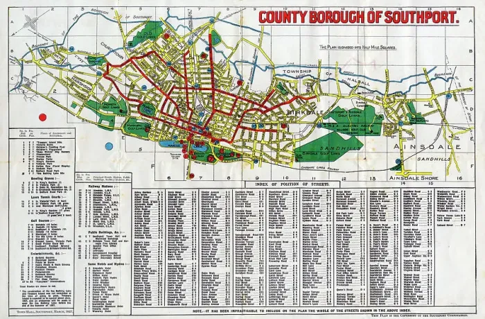 Framed Print : Map of the County Borough of Southport, Lancashire Framed Print : Map of the County Borough of Southport, Lancashire