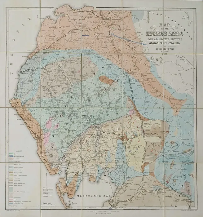 Framed Print : Map of the English Lakes (Ruthven, 1855) Framed Print : Map of the English Lakes (Ruthven, 1855)