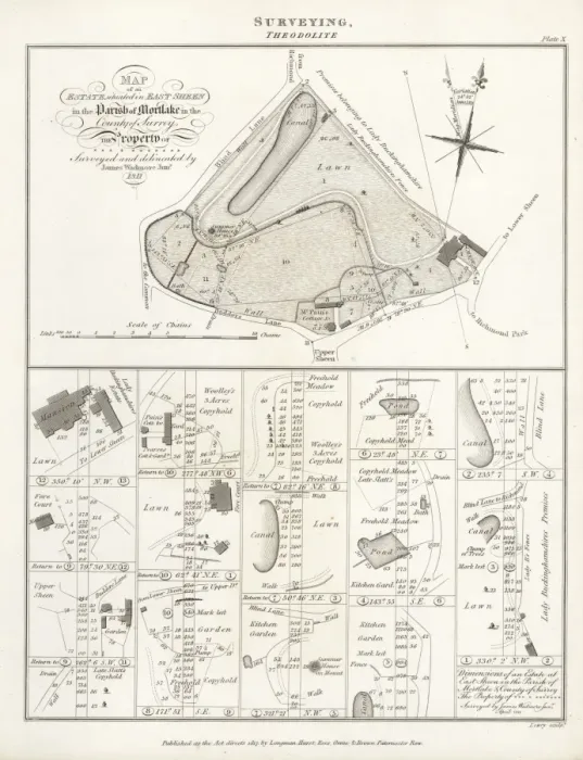 Framed Print : Map of an estate surveyed and delineated using a theodolite Framed Print : Map of an estate surveyed and delineated using a theodolite