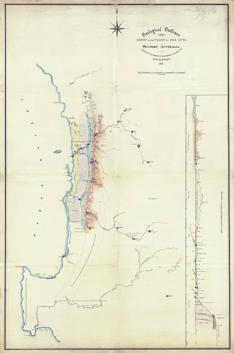 Framed Print : Map of the geology around Swan River, Western Australia
