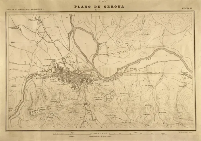 Framed Print : Map of Gerona (1809). SPAIN. Madrid. National Framed Print : Map of Gerona (1809). SPAIN. Madrid. National