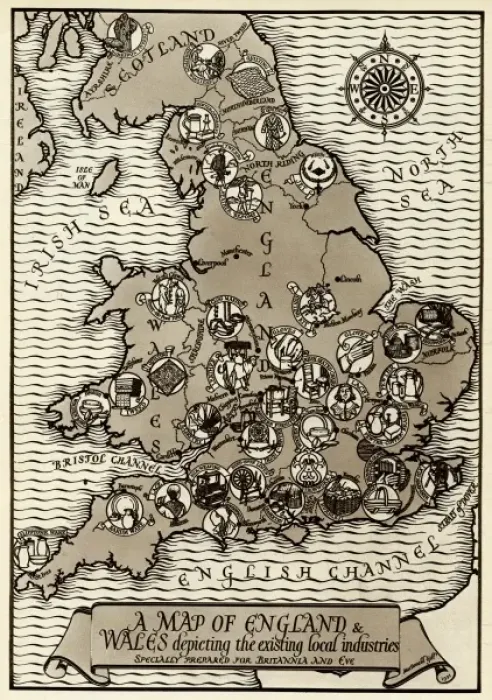 Framed Print : Map of the Industries in England and Wales Framed Print : Map of the Industries in England and Wales