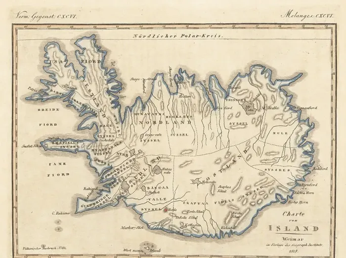 Framed Print : Map of the island of Iceland, 1815