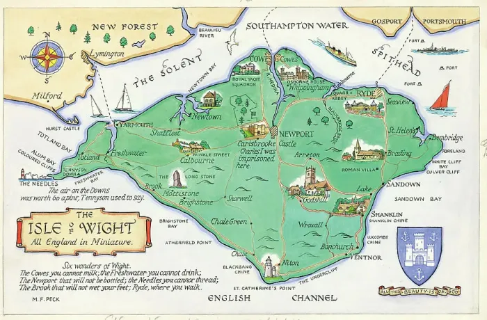 Framed Print : Map - Isle of Wight Framed Print : Map - Isle of Wight
