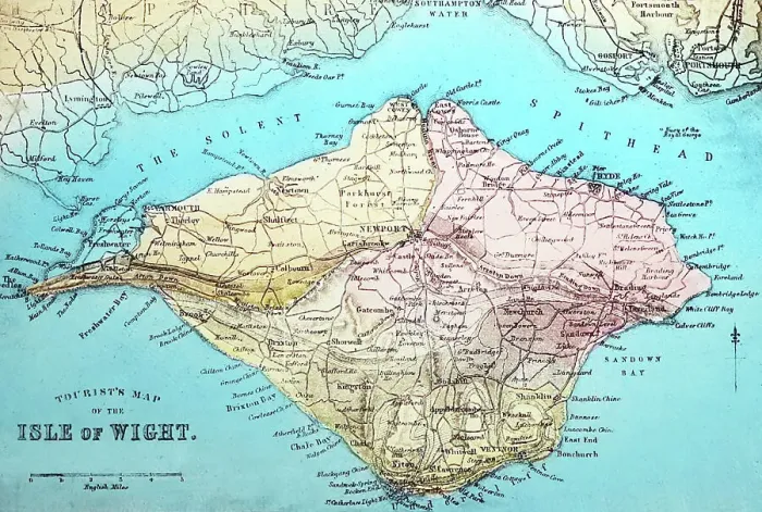 Framed Print : Map of the Isle of Wight, Victorian period