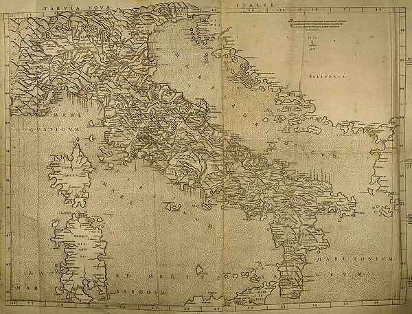 Map of Italian Peninsula, Islands of Corsica and Sardinia an