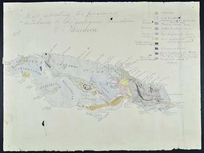 Framed Print : Map of Jamaica (Wall, 1864) Framed Print : Map of Jamaica (Wall, 1864)
