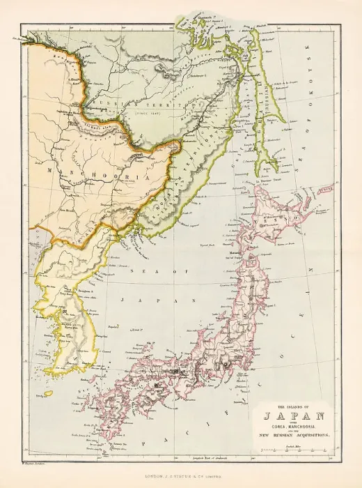 Framed Print : Map of Japan, with Korea, Manchuria and what was then Russian territory Date: 1864 Framed Print : Map of Japan, with Korea, Manchuria and what was then Russian territory Date: 1864