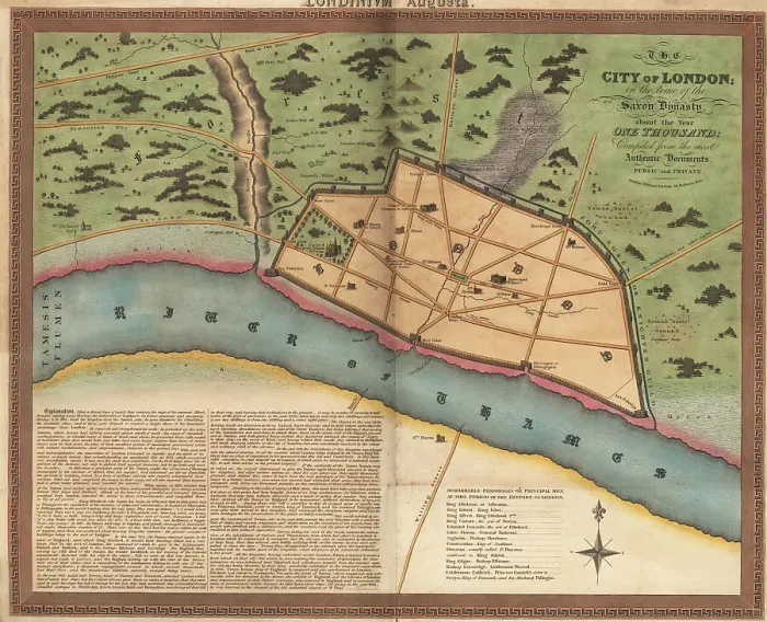Framed Print : Map of London in the Anglo-Saxon era, circa 1000 AD Framed Print : Map of London in the Anglo-Saxon era, circa 1000 AD