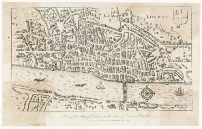 Framed Print : MAP / LONDON / CITY LATE 16C Framed Print : MAP / LONDON / CITY LATE 16C