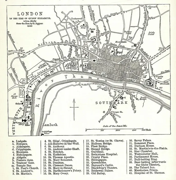 Framed Print : Map of London in the time of Queen Elizabeth I Framed Print : Map of London in the time of Queen Elizabeth I