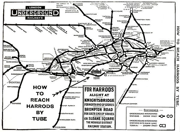 Map of London Underground railway, for Harrods