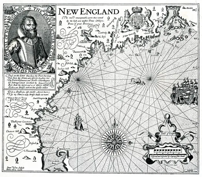 Framed Print : Map of New England 1610 Framed Print : Map of New England 1610