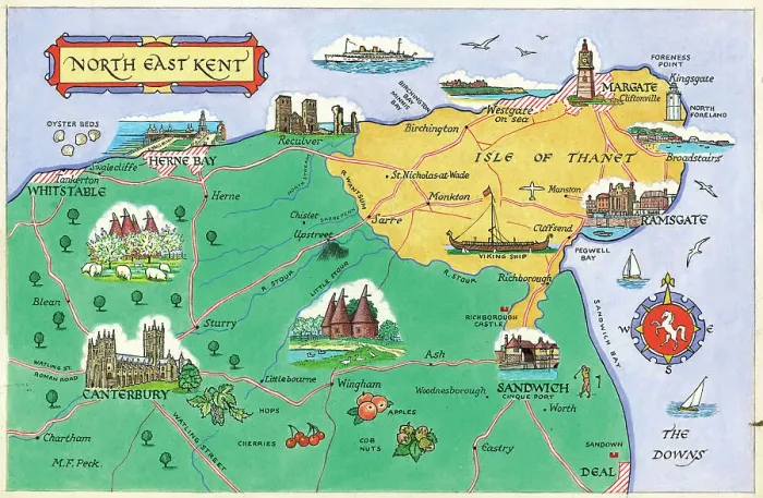 Framed Print : Map - North East Kent