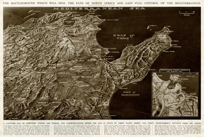 Framed Print : Map of northern Tunisia by G. H. Davis Framed Print : Map of northern Tunisia by G. H. Davis