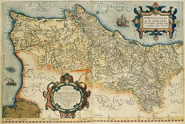 Map of Portugal. Theatrum Orbis Terrarum by Abraham Ortelius