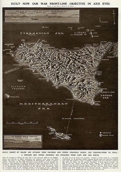 Map of Sicily by G. H. Davis